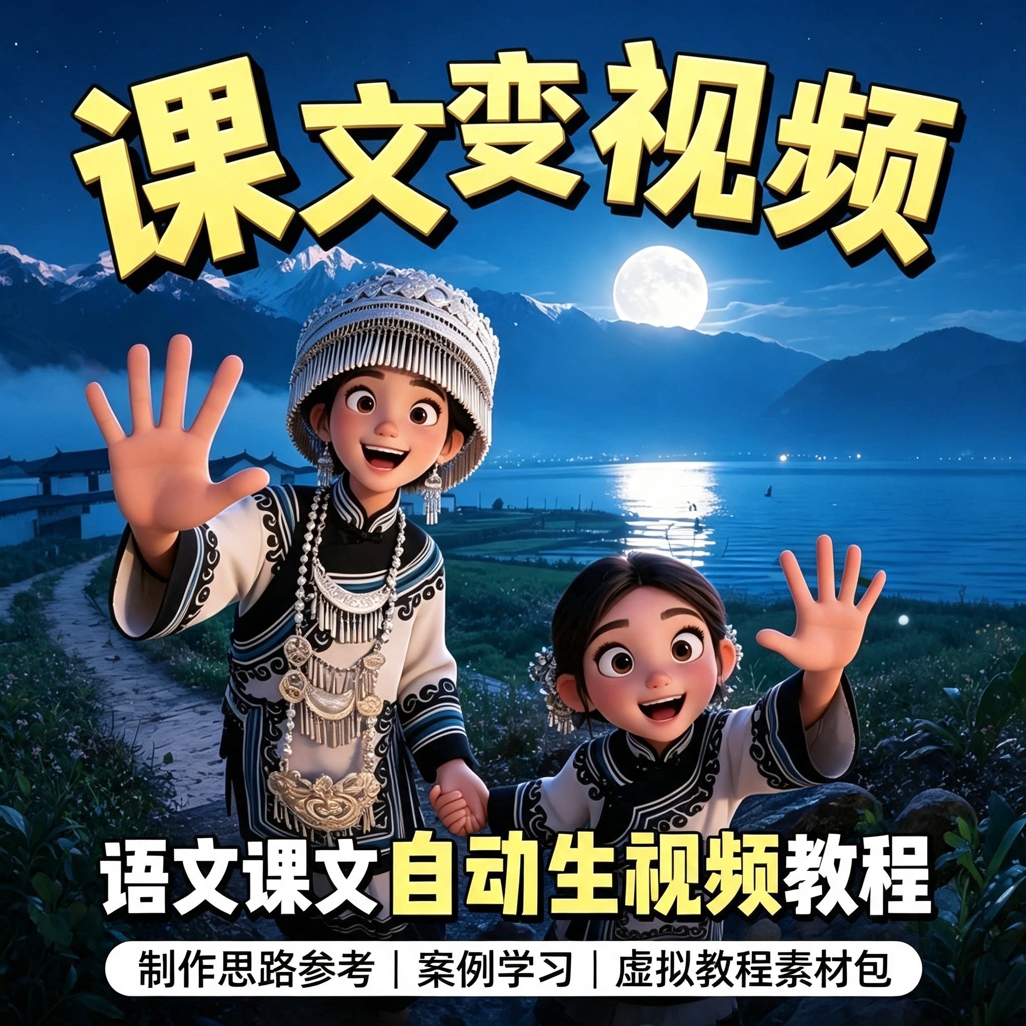 语文课文AI生成视频教程文本一键转动画短片制作素材包图片