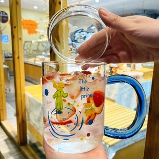 带把杯大容量早餐牛奶杯 可爱卡通水杯星球男孩玻璃杯家用创意韩式