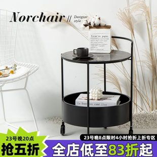 北欧客厅边几家用网红轻奢可移动迷你型小茶几多层移动推车置物架