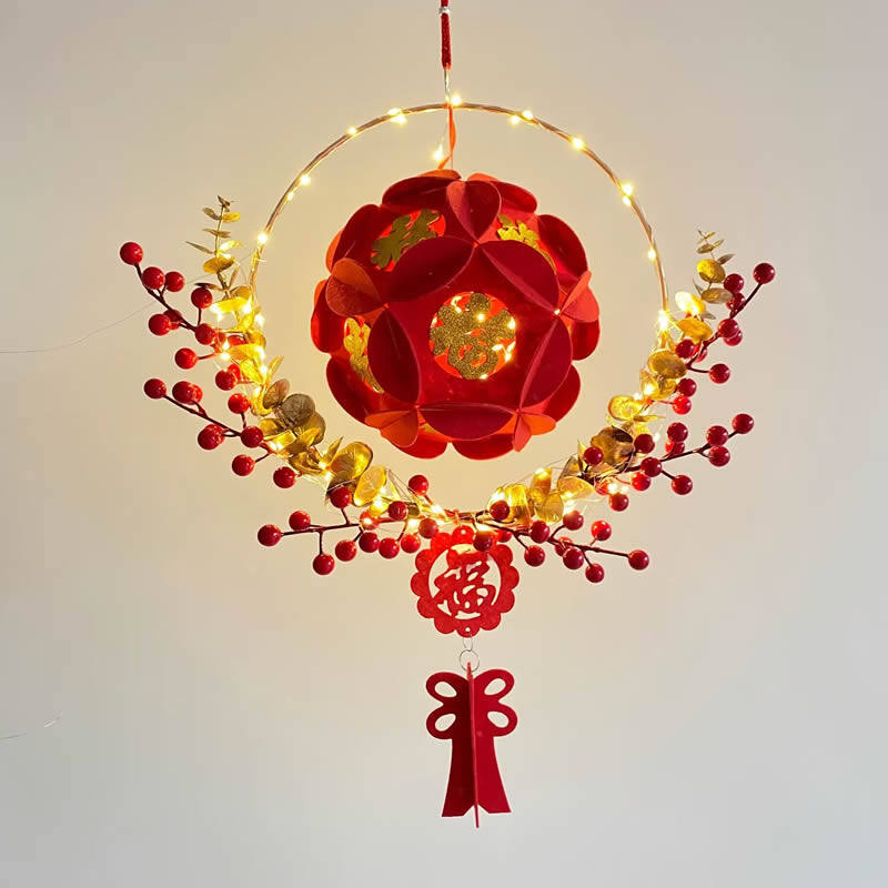 2024龙年春节新年装饰花环挂饰门口过年福字挂件乔迁之喜布置用品