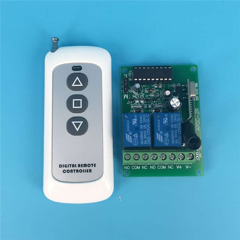 新款无线遥控直流DC12V24V二路卷闸门升降机电机正反转开关控制器