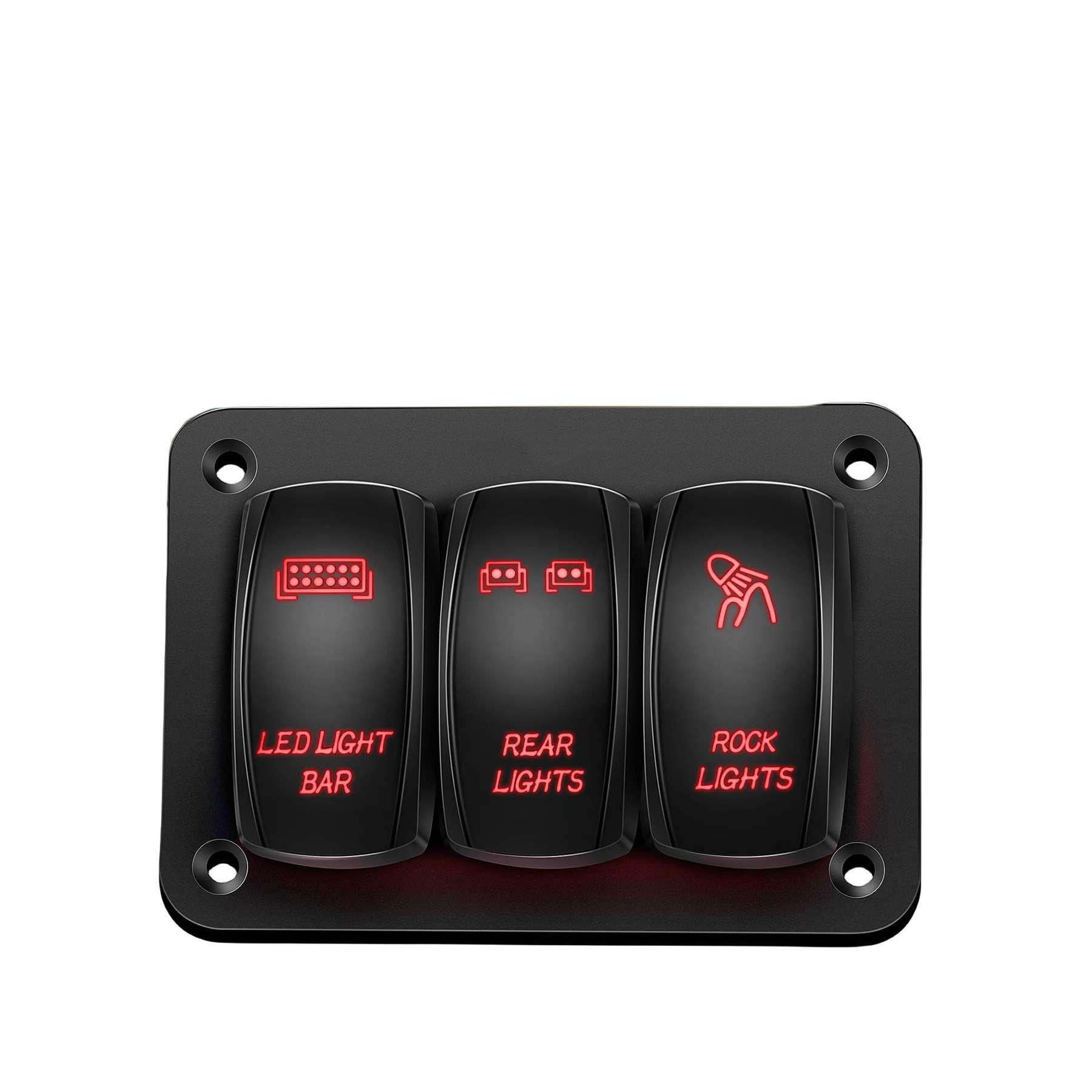 车船用铝合金 3位开关面板双蓝灯翘板开关组合12-24V 船型开关