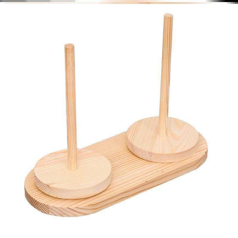 毛线轴可旋转毛线收纳架家用绕线针织线团编织工具实木轴架底座