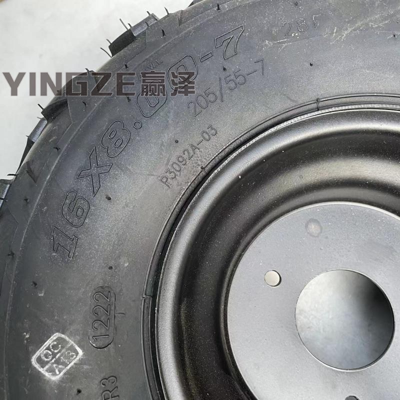 四轮沙滩车卡丁车配件加厚7寸RUN真空轮胎 16x8.00-7寸轮胎轮毂