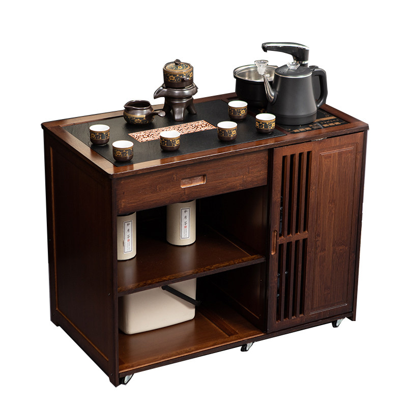 新中式家用移动茶桌茶台客厅茶水柜实木办公泡茶几茶柜烧水壶一体