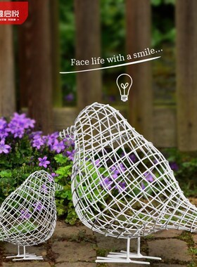 户外不锈钢镂空布谷鸟雕塑钢丝大型网格动物摆件房地产草坪装饰品