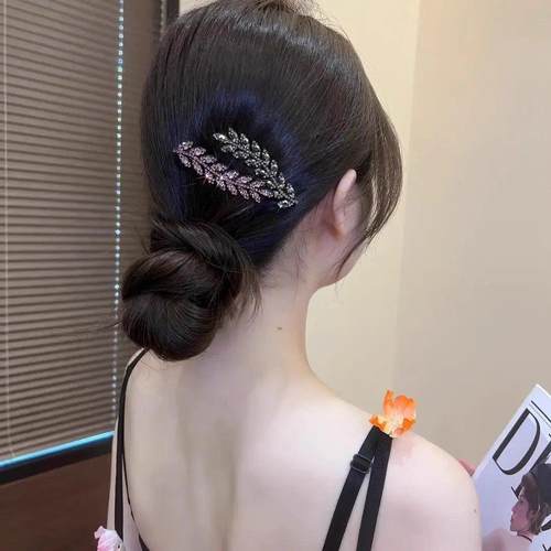 新款2025年水钻麦穗鸭嘴夹高级感女边夹发卡子侧边夹碎发整理发饰