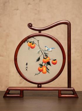 苏州绣美饰品中国风客厅桌双面绣桌面屏风特色绣领导纪念礼品