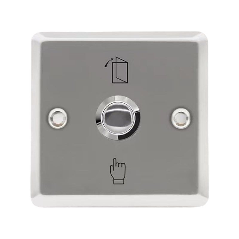 86型不锈钢门禁开关办公室自动复位回弹按压开门金属面板出门按钮