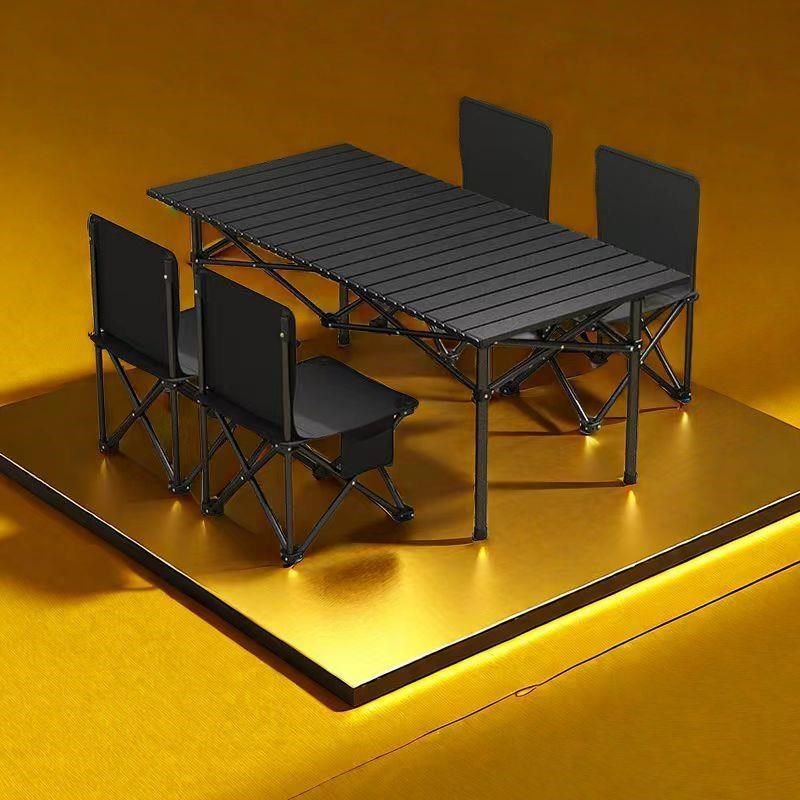 户外折叠桌椅套装4到6人便携式碳合金野餐烧烤露营蛋卷桌椅7件套
