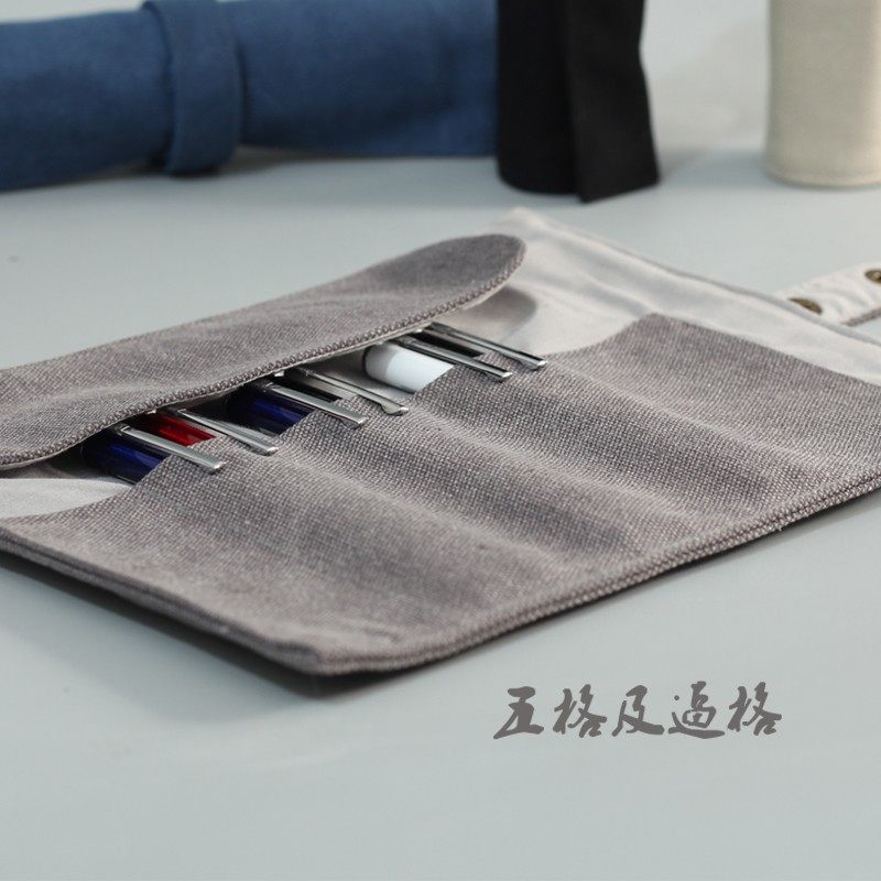 日式文艺复古中国风帆布大中小学生卷笔袋笔帘简约男女文具盒包邮