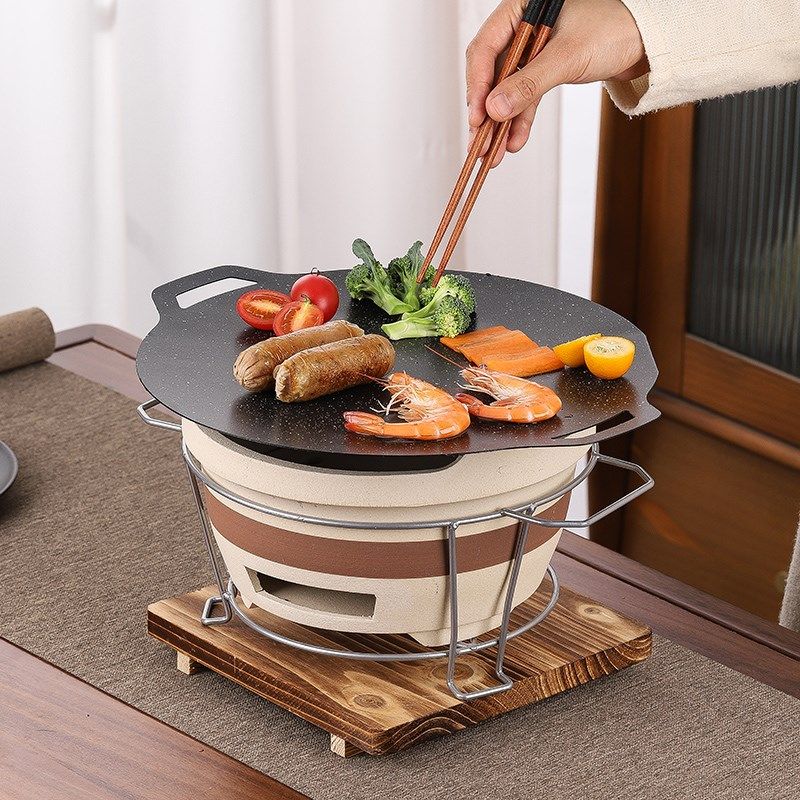 烧烤炉木炭户外商用泥炉烤盘铁板烧围炉煮茶烤火炉炭炉老式打边炉