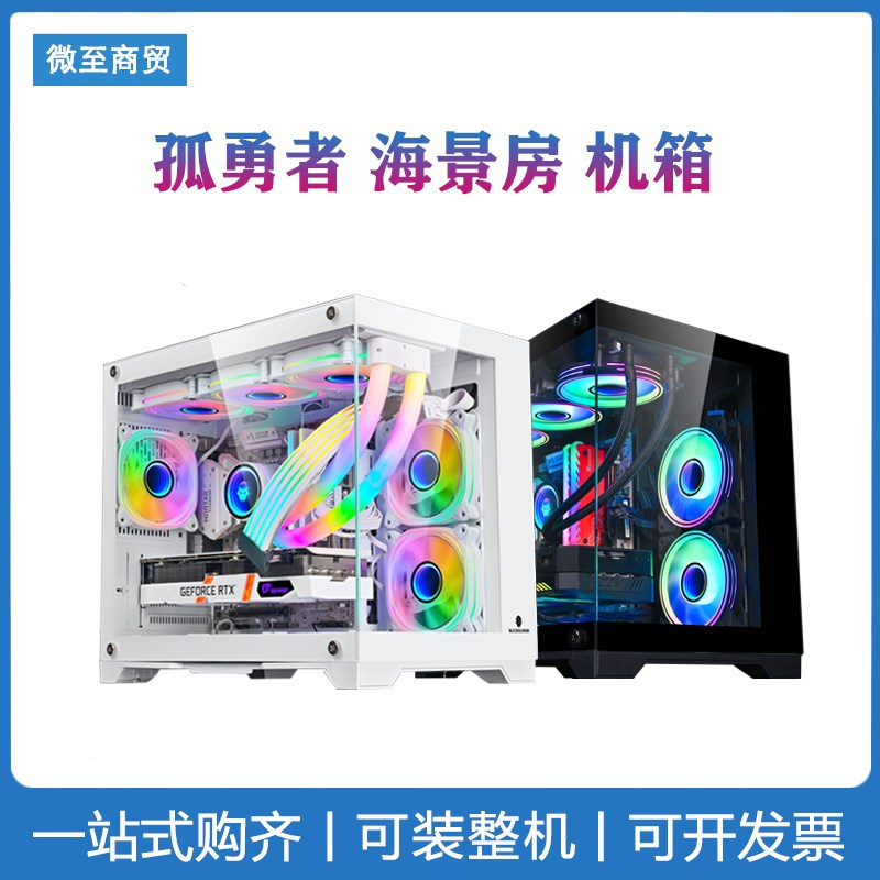 玩嘉 孤勇者mini电脑机箱台式机 水冷主机箱海景房MATX主板机箱
