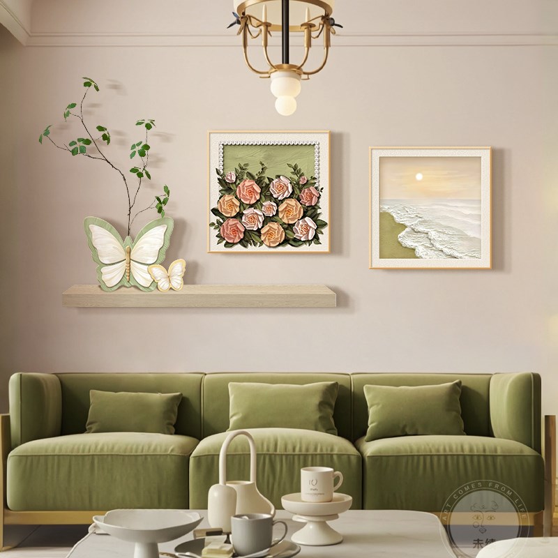 法式蝴蝶客厅装饰画轻奢高档餐厅挂画卧室艺术组合壁画2025新款图片