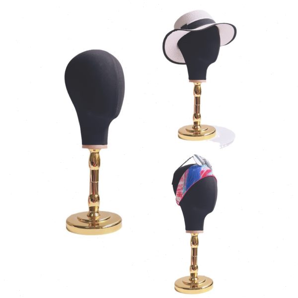 新款创意黑色包布头模帽架帽子展示架帽子收纳架配金色银色底座