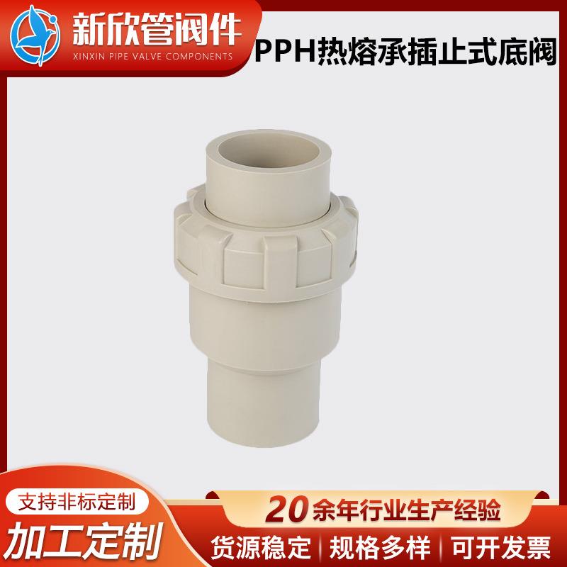 厂家供应pph底阀pph热熔承插止式底阀塑料底阀法兰式pph止回阀