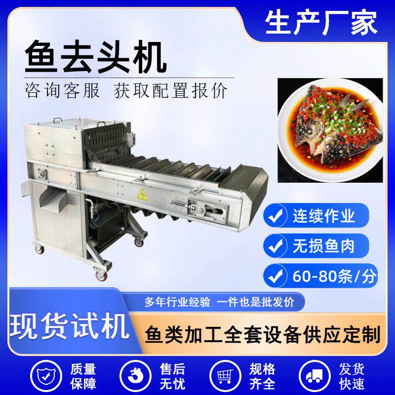 不锈钢全自动切鱼头机草鱼鲤鱼胖头鱼去头设备鱼类屠宰加工设备