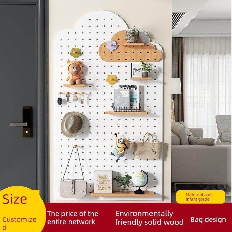 定制客厅洞洞板实木墙上置物架挂板玄关入户门后墙壁装饰收纳架,基础建材,其它,淘宝优惠券,粉丝福利购,淘宝优惠卷