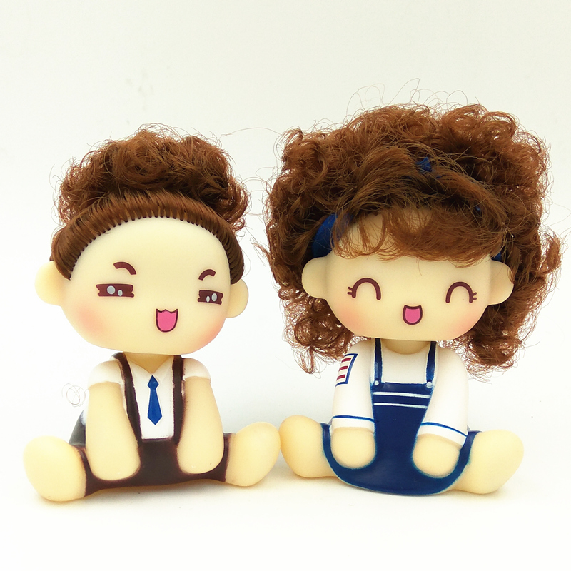 摇头女孩娃娃 可爱摩丝摆件 内饰装饰品 汽车用品 萌猫咪小喵大白