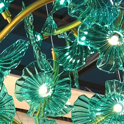 花形艺术玻璃吊灯酒店别墅会所售楼部工程灯具定制中空楼梯长吊灯