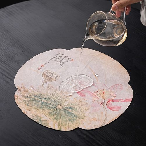 香云纱海棠茶席果熟来禽图双面干泡茶席防水茶桌垫桌旗茶道零配件
