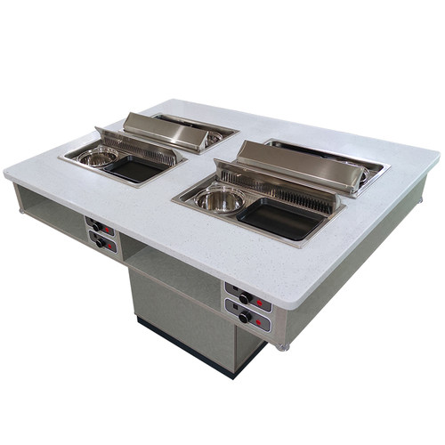 商用烤涮一体桌子无烟净化自助烤肉火锅桌大理石电磁炉单人食餐桌