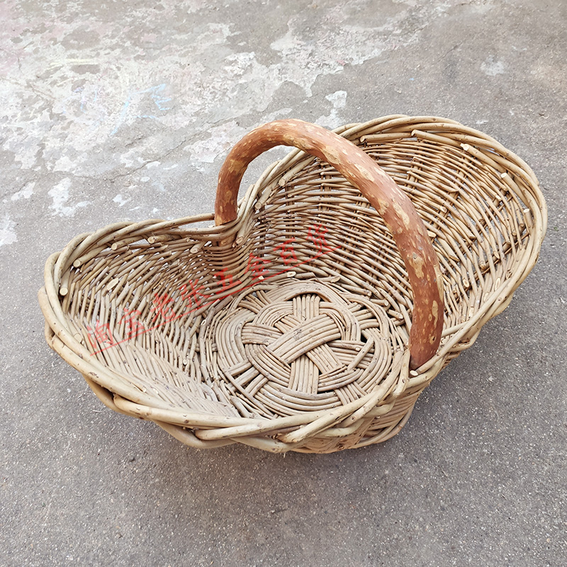 藤编篮子收纳筐藤条编织篮荆条篮子纯手工编织船型篮河南农村家用