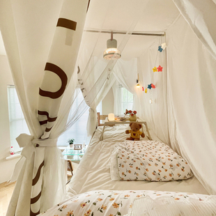 帘子 全包式 双层绑绳款 学生寝室宿舍下铺强遮光床帘蚊帐加厚一体式