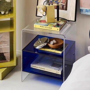 透明亚克力床头柜多层收纳置物架桌面储物柜简约现代多功能床边柜