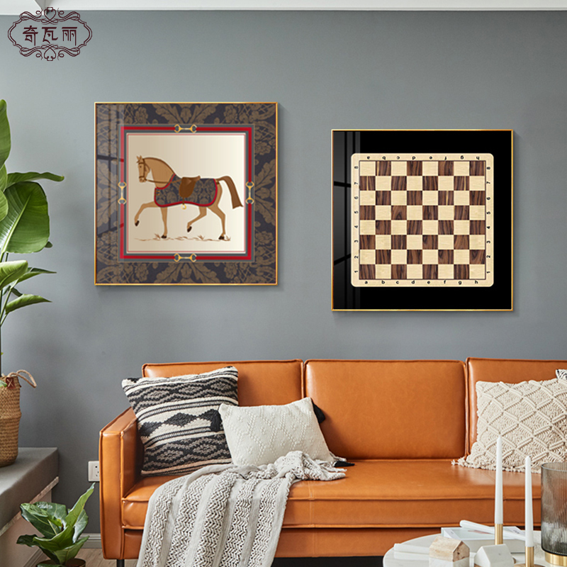 现代轻奢客厅装饰画抽象马小众艺术沙发背景墙挂画高级感复古壁画