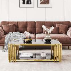 轻奢北欧客厅不锈钢大理石茶几 小户型音符大方茶几时尚组合茶几