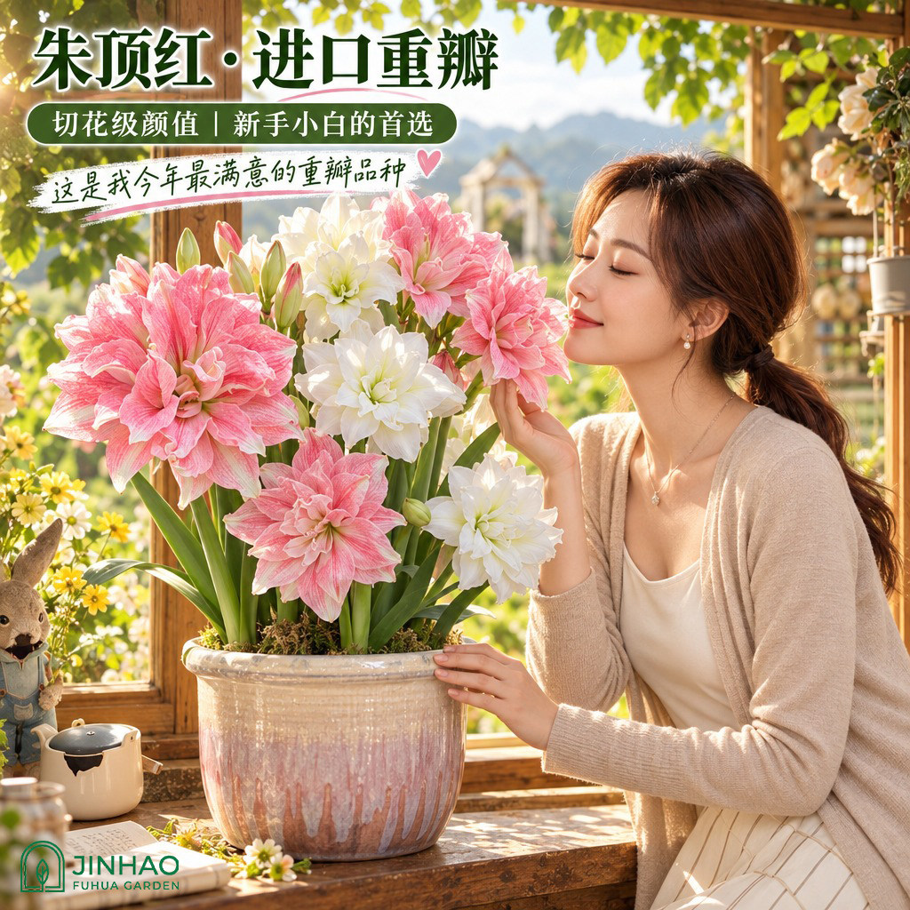朱顶红种球进口重瓣大种球裸根直发玫瑰花漾阳台花卉阿弗雷办公室