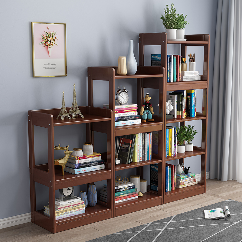 全实木书柜儿童书架落地现代简约客厅展示架厨房卫生间浴室置物架
