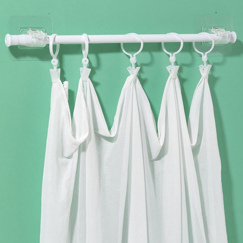 帘杆挂钩窗帘杆夹固定器免打孔支架夹子横杆门帘伸缩杆粘钩支撑架