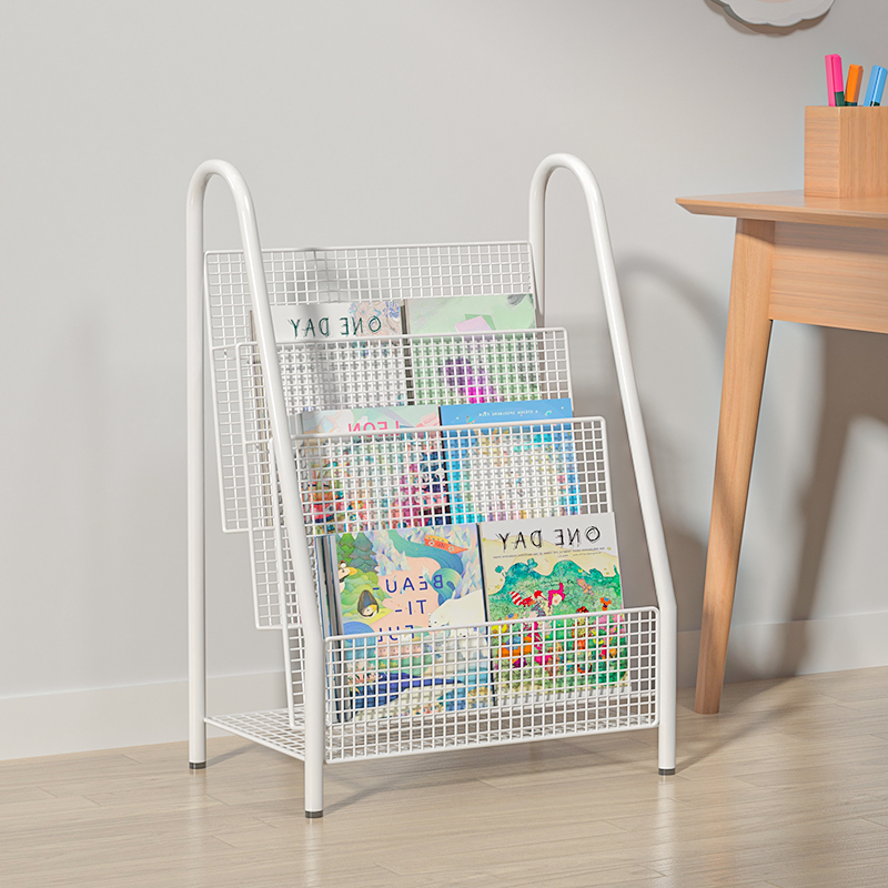 杂志架简易书架报刊架铁艺置物架落地书报架书桌一体式书本收纳层