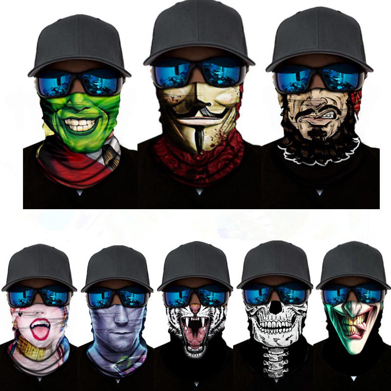 户外摩托机车骑行防风面罩男骷髅半脸面巾百变魔术头巾防晒围脖套