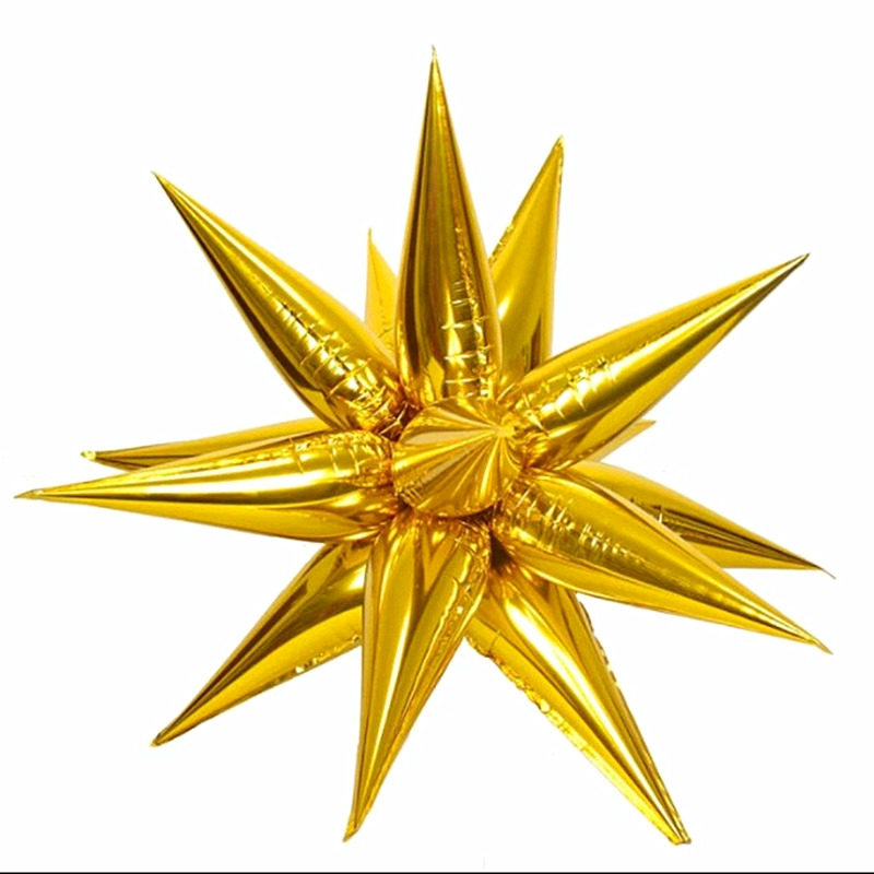 水滴光芒爆炸星金色银色铝箔年会庆典装饰派对造型4D酒店悬挂气球