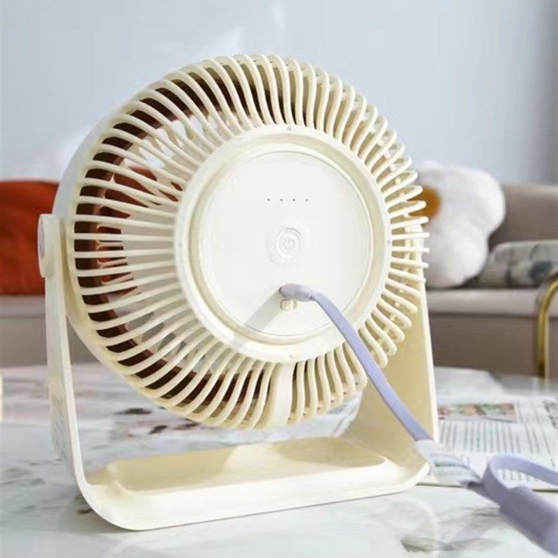 简约台式小风扇男女学生三档风可旋转调节USB充电夏季宿舍小电扇