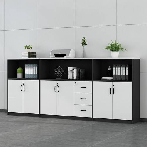 文件柜办公室矮柜储物柜木质带锁隔断柜落地收纳杂物柜抽屉办公柜