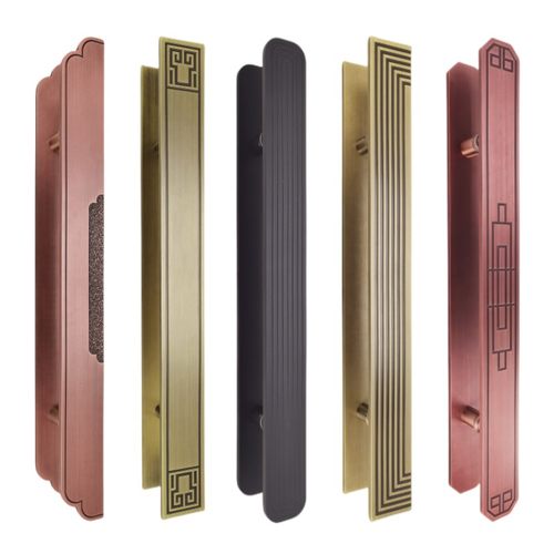 定制简约双开玻璃门拉手中式仿古铜别墅大门把手轻奢木门黑色扶手