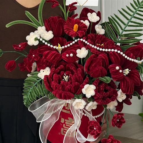 扭扭棒抱抱桶花束手工编织diy材料包自制新年福桶花束送女友闺蜜