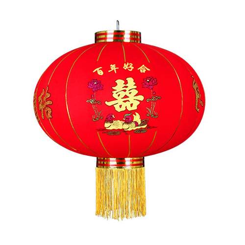 大红结婚喜字灯笼新年户外防水大门口阳台植绒大号乔迁喜庆挂饰灯