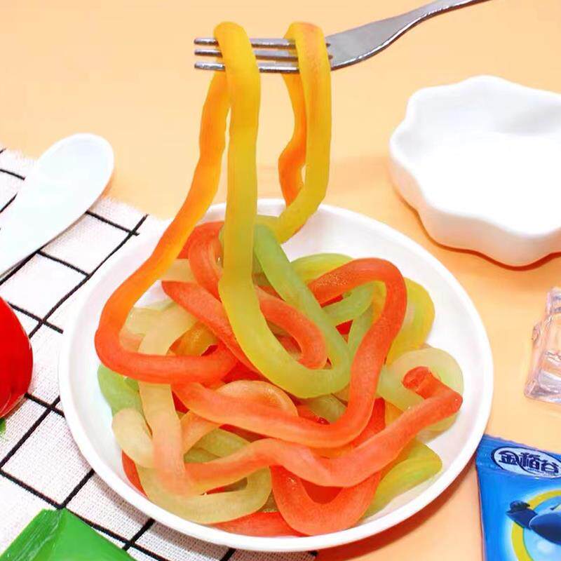 新货6味绳子糖水果软糖条