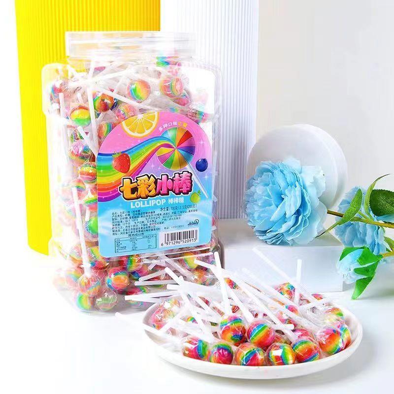 水果味棒棒糖网红迷你彩虹棒棒糖儿童零食水果味迷你棒棒糖超小球