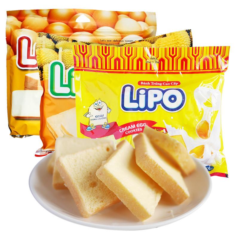 lipo面包干越南进口片原味黄油榴莲味酥性饼干休闲零食网红爆款