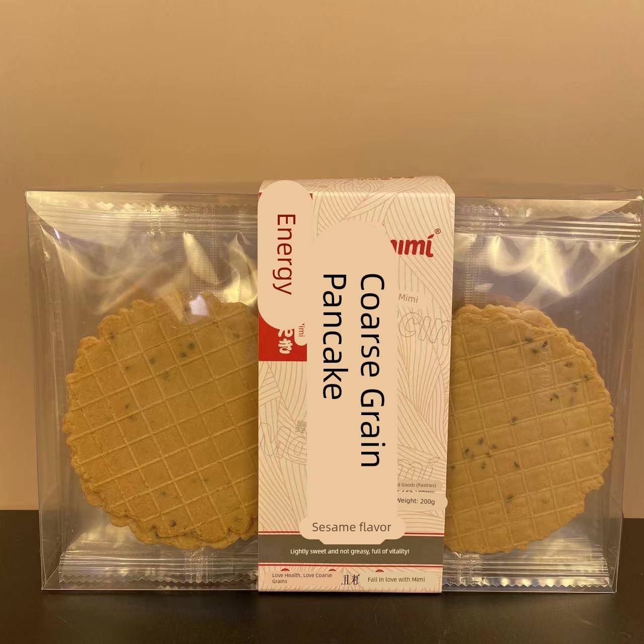 麦米米粗粮煎饼芝麻味奶香味传统糕点点心健康零食200g|盒包邮