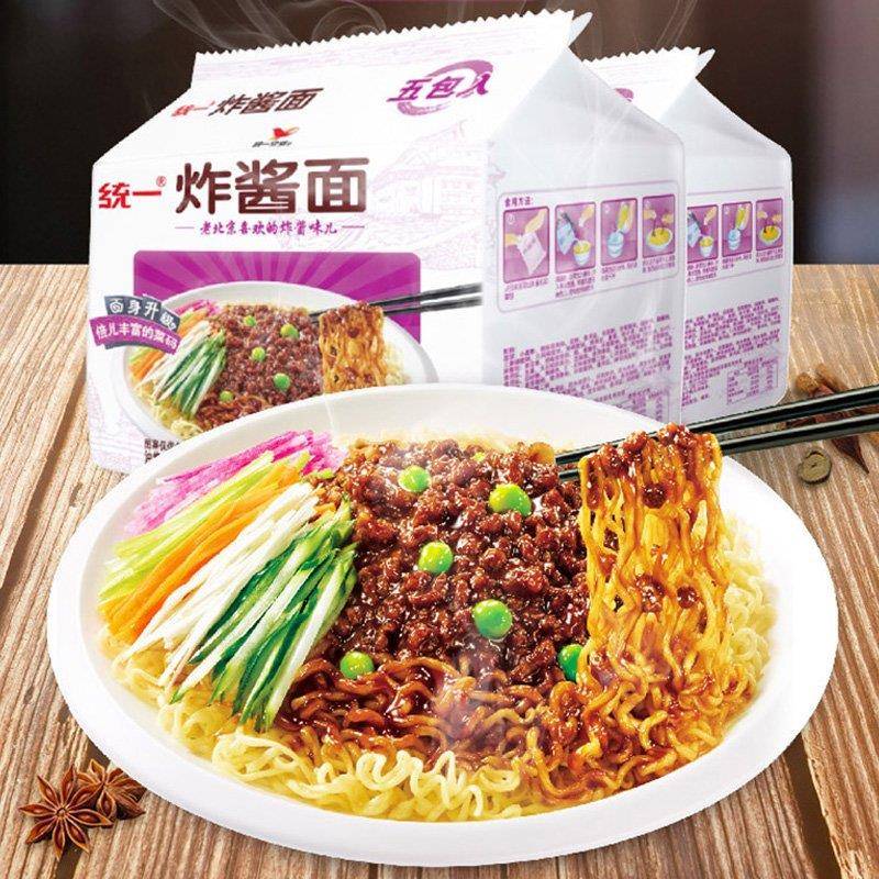 统一方便面老北京炸酱面杂酱100g*5袋方便面宿舍即食干拌夜宵整箱
