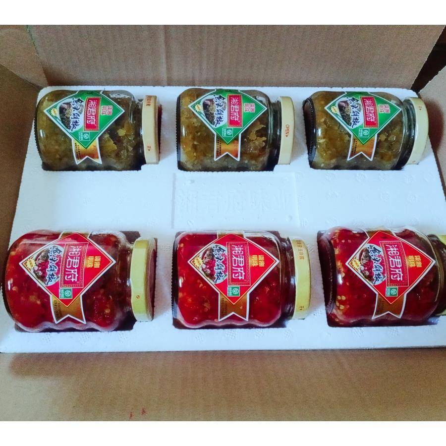 湘君府鱼头酱椒超特辣青剁椒泡椒鸡泽特产下饭蒜香辣酱即食6瓶装