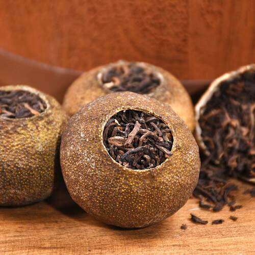 新货正宗新会小青柑普洱茶陈皮宫廷柑普茶熟叶茶250g500g木桶礼盒