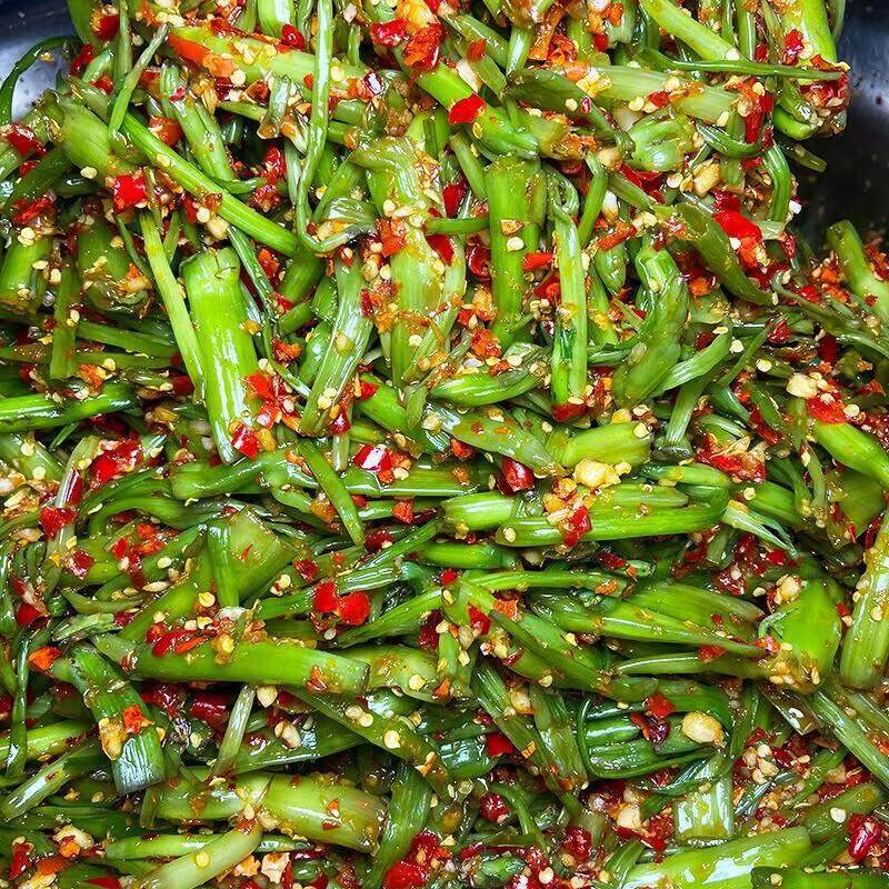 江西辣菜酸辣空心菜腌辣椒青红剁椒酱菜下饭菜腌空心菜梗香辣咸菜
